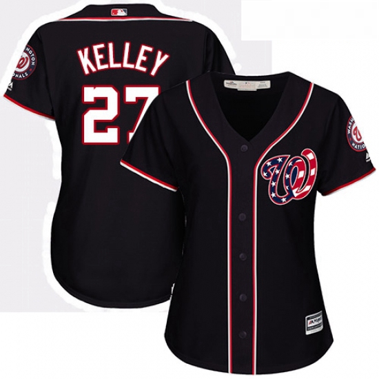 Womens Majestic Washington Nationals 27 Shawn Kelley Authentic Navy Blue Alternate 2 Cool Base MLB J