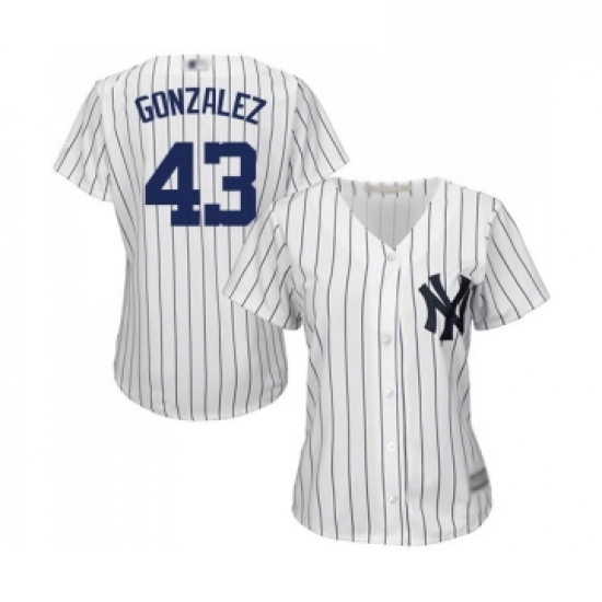 Womens New York Yankees 43 Gio Gonzalez Authentic White Home Baseball Jersey