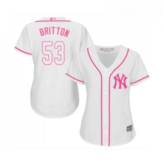 Womens New York Yankees 53 Zach Britton Authentic White Fashion Cool Base Baseball Jersey