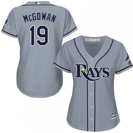 Womens Majestic Tampa Bay Rays 19 Dustin McGowan Authentic Grey Road Cool Base MLB Jersey