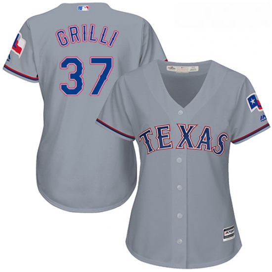 Womens Majestic Texas Rangers 37 Jason Grilli Replica Grey Road Cool Base MLB Jersey