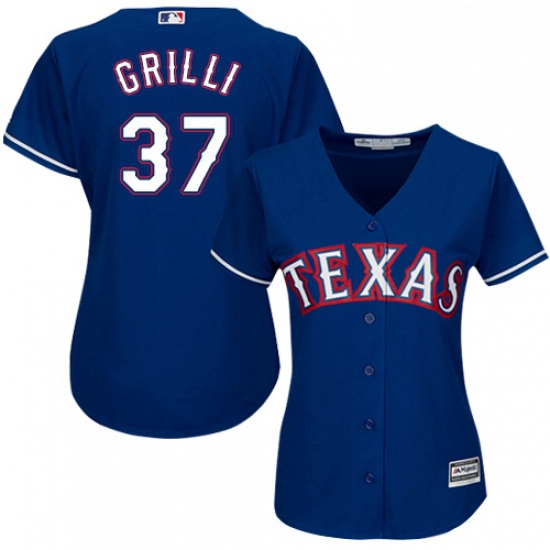 Womens Majestic Texas Rangers 37 Jason Grilli Replica Royal Blue Alternate 2 Cool Base MLB Jersey