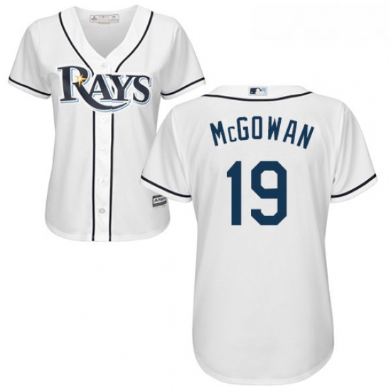 Womens Majestic Tampa Bay Rays 19 Dustin McGowan Authentic White Home Cool Base MLB Jersey