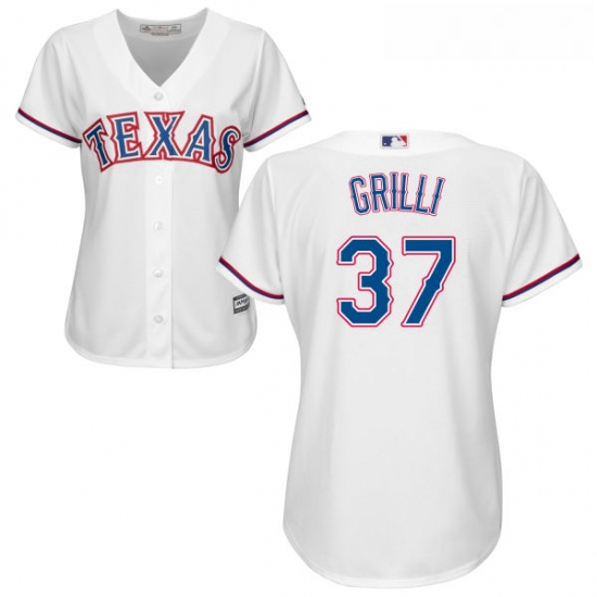 Womens Majestic Texas Rangers 37 Jason Grilli Replica White Home Cool Base MLB Jersey