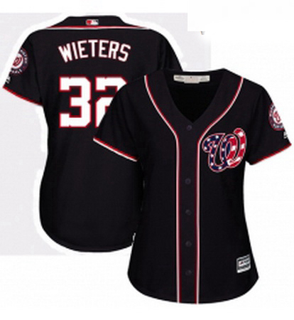 Womens Majestic Washington Nationals 32 Matt Wieters Authentic Navy Blue Alternate 2 Cool Base MLB J