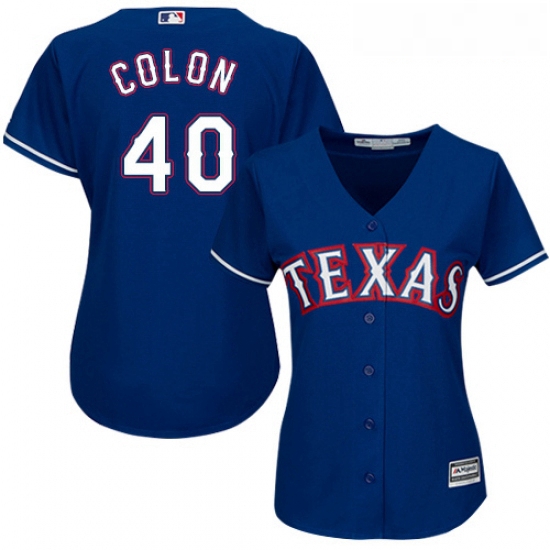 Womens Majestic Texas Rangers 40 Bartolo Colon Replica Royal Blue Alternate 2 Cool Base MLB Jersey