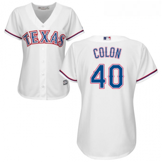 Womens Majestic Texas Rangers 40 Bartolo Colon Replica White Home Cool Base MLB Jersey