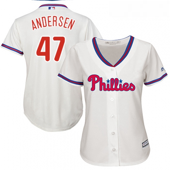 Womens Majestic Philadelphia Phillies 47 Larry Andersen Authentic Cream Alternate Cool Base MLB Jers