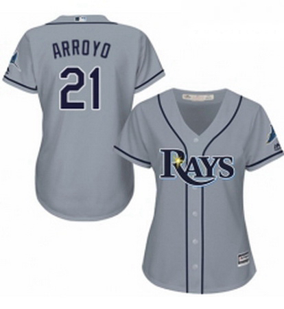 Womens Majestic Tampa Bay Rays 21 Christian Arroyo Replica Grey Road Cool Base MLB Jersey