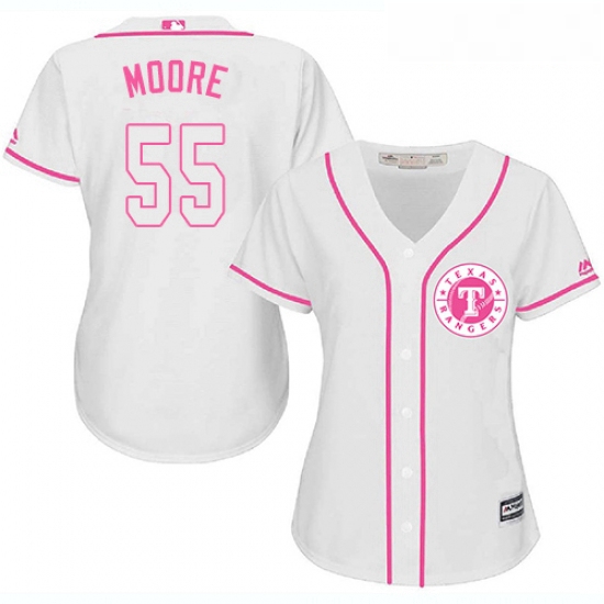 Womens Majestic Texas Rangers 55 Matt Moore Authentic White Fashion Cool Base MLB Jersey