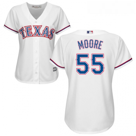 Womens Majestic Texas Rangers 55 Matt Moore Replica White Home Cool Base MLB Jersey