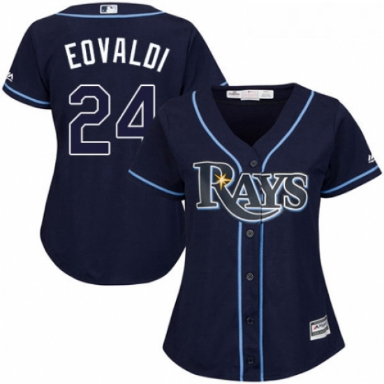 Womens Majestic Tampa Bay Rays 24 Nathan Eovaldi Authentic Navy Blue Alternate Cool Base MLB Jersey