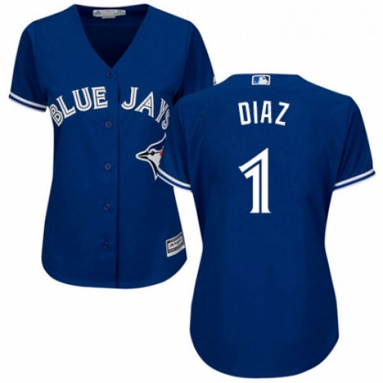 Womens Majestic Toronto Blue Jays 1 Aledmys Diaz Authentic Blue Alternate MLB Jersey