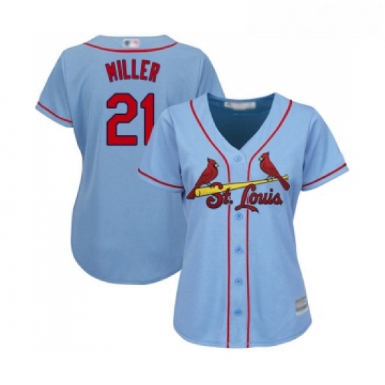 Womens St Louis Cardinals 21 Andrew Miller Replica Light Blue Alternate Cool Base Baseball Jersey