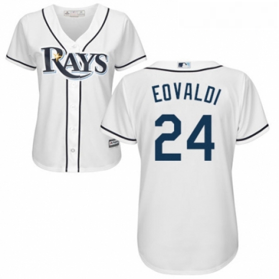 Womens Majestic Tampa Bay Rays 24 Nathan Eovaldi Authentic White Home Cool Base MLB Jersey