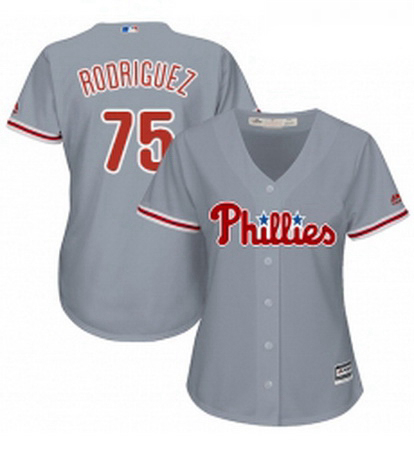 Womens Majestic Philadelphia Phillies 75 Francisco Rodriguez Authentic Grey Road Cool Base MLB Jerse