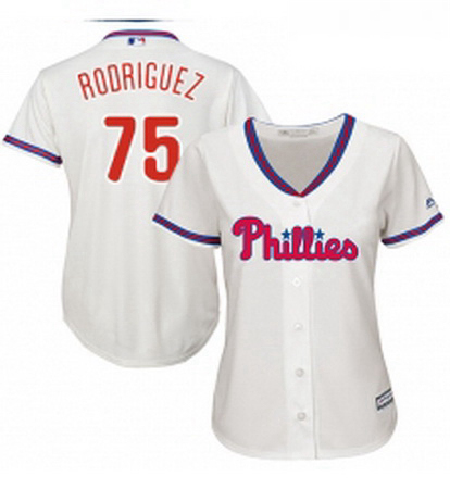 Womens Majestic Philadelphia Phillies 75 Francisco Rodriguez Replica Cream Alternate Cool Base MLB J