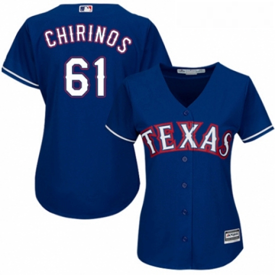 Womens Majestic Texas Rangers 61 Robinson Chirinos Authentic Royal Blue Alternate 2 Cool Base MLB Je