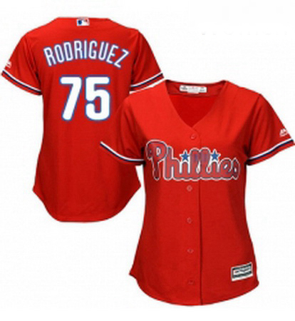 Womens Majestic Philadelphia Phillies 75 Francisco Rodriguez Replica Red Alternate Cool Base MLB Jer