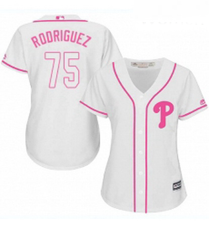 Womens Majestic Philadelphia Phillies 75 Francisco Rodriguez Replica White Fashion Cool Base MLB Jer