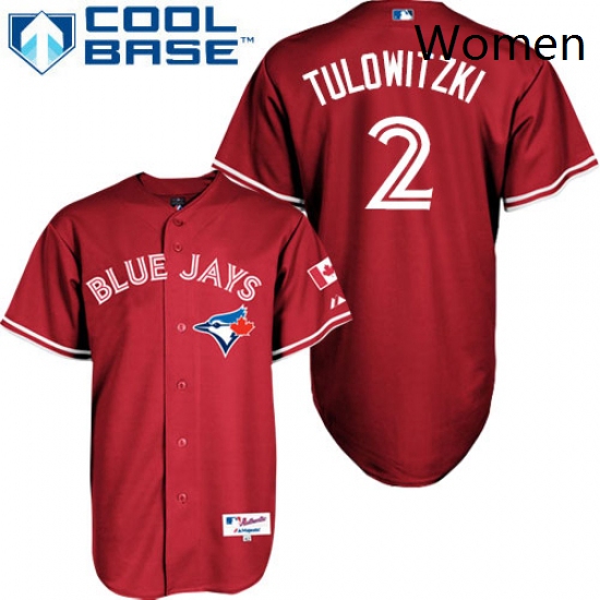 Womens Majestic Toronto Blue Jays 2 Troy Tulowitzki Authentic Red Canada Day MLB Jersey