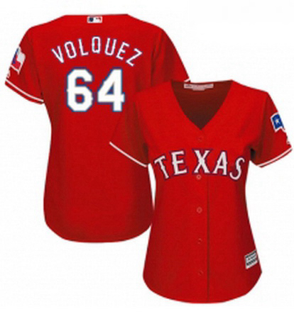 Womens Majestic Texas Rangers 64 Edinson Volquez Authentic Red Alternate Cool Base MLB Jersey