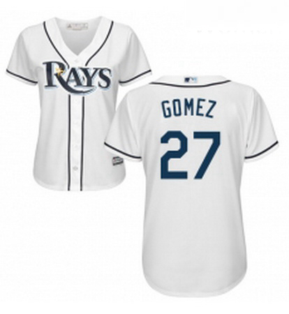 Womens Majestic Tampa Bay Rays 27 Carlos Gomez Replica White Home Cool Base MLB Jersey