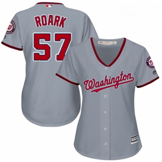 Womens Majestic Washington Nationals 57 Tanner Roark Authentic Grey Road Cool Base MLB Jersey