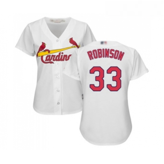 Womens St Louis Cardinals 33 Drew Robinson Replica White Home Cool Base Baseball Jersey