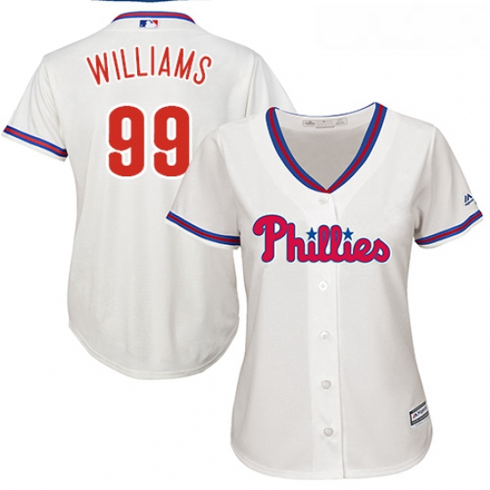 Womens Majestic Philadelphia Phillies 99 Mitch Williams Authentic Cream Alternate Cool Base MLB Jers