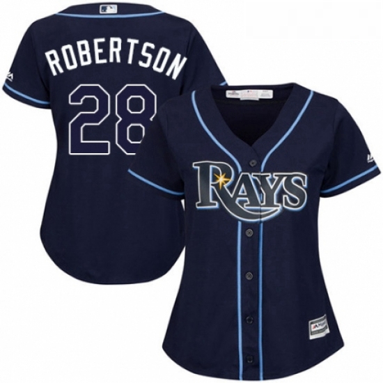 Womens Majestic Tampa Bay Rays 28 Daniel Robertson Authentic Navy Blue Alternate Cool Base MLB Jerse