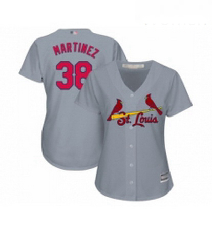 Womens St Louis Cardinals 38 Jose Martinez Replica Grey Road Cool Base Baseball Jersey