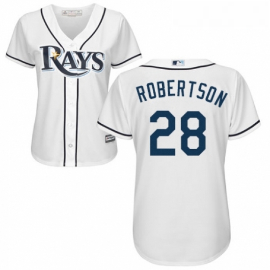 Womens Majestic Tampa Bay Rays 28 Daniel Robertson Authentic White Home Cool Base MLB Jersey