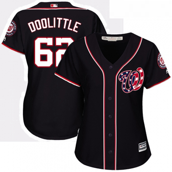 Womens Majestic Washington Nationals 62 Sean Doolittle Authentic Navy Blue Alternate 2 Cool Base MLB