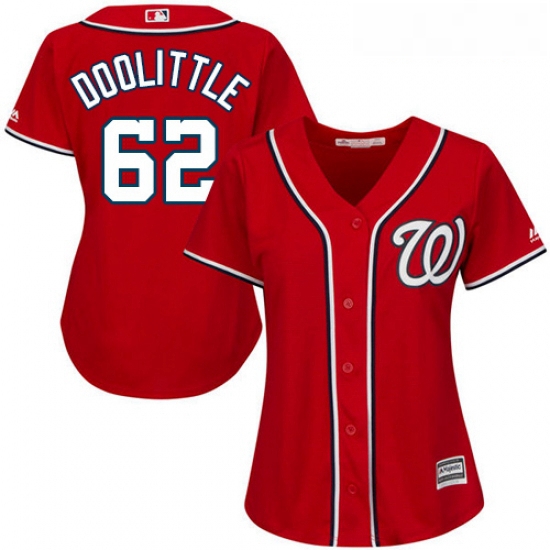 Womens Majestic Washington Nationals 62 Sean Doolittle Authentic Red Alternate 1 Cool Base MLB Jerse