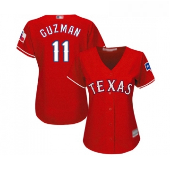 Womens Texas Rangers 11 Ronald Guzman Replica Red Alternate Cool Base Baseball Jersey