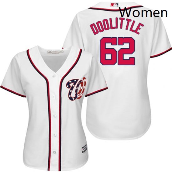 Womens Majestic Washington Nationals 62 Sean Doolittle Replica White Home Cool Base MLB Jersey