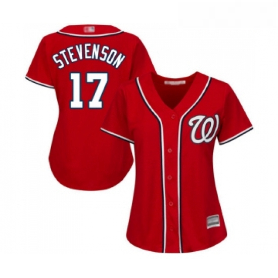 Womens Washington Nationals 17 Andrew Stevenson Replica Red Alternate 1 Cool Base Baseball Jersey