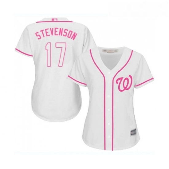 Womens Washington Nationals 17 Andrew Stevenson Replica White Fashion Cool Base Baseball Jersey