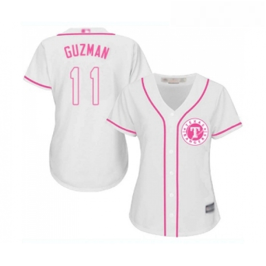 Womens Texas Rangers 11 Ronald Guzman Replica White Fashion Cool Base Baseball Jersey