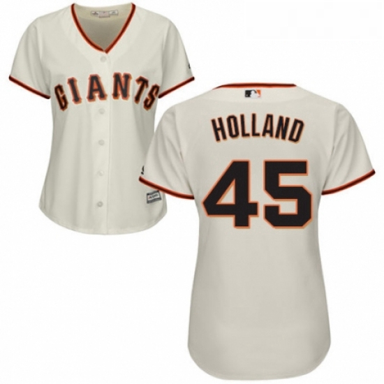 Womens Majestic San Francisco Giants 45 Derek Holland Authentic Cream Home Cool Base MLB Jersey