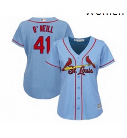 Womens St Louis Cardinals 41 Tyler O Neill Replica Light Blue Alternate Cool Base Baseball Jersey