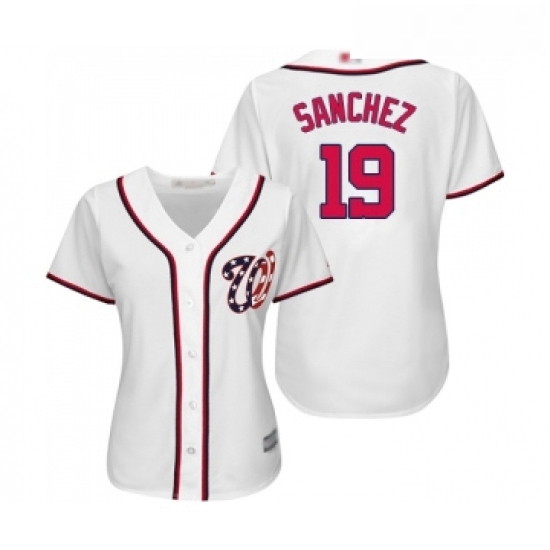 Womens Washington Nationals 19 Anibal Sanchez Replica White Home Cool Base Baseball Jersey