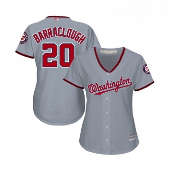 Womens Washington Nationals 20 Kyle Barraclough Replica Grey Road Cool Base Baseball Jersey