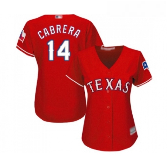 Womens Texas Rangers 14 Asdrubal Cabrera Replica Red Alternate Cool Base Baseball Jersey