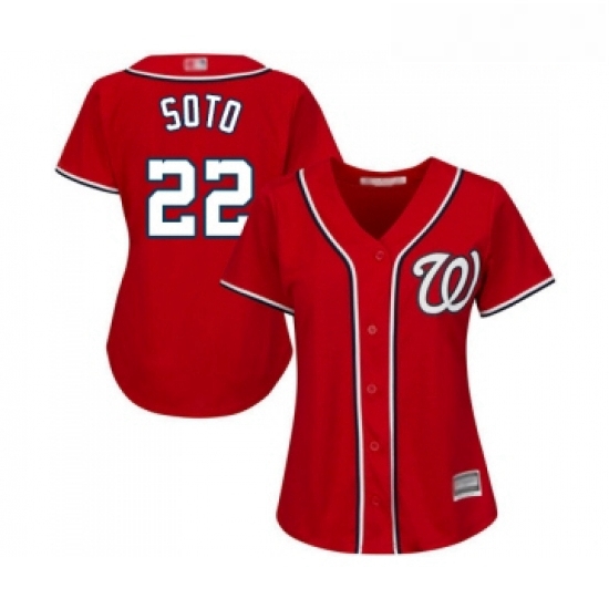 Womens Washington Nationals 22 Juan Soto Replica Red Alternate 1 Cool Base Baseball Jersey