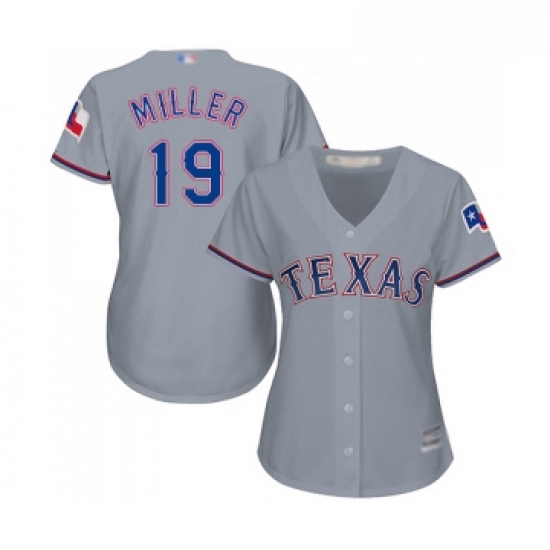 Womens Texas Rangers 19 Shelby Miller Replica Grey Road Cool Base Baseball Jersey