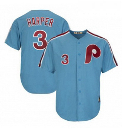 Womens Philadelphia Phillies 3 Bryce Harper Light Blue Alternate Cool Base Cooperstown Stitched MLB 