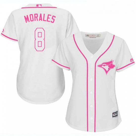 Womens Majestic Toronto Blue Jays 8 Kendrys Morales Authentic White Fashion Cool Base MLB Jersey