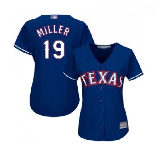 Womens Texas Rangers 19 Shelby Miller Replica Royal Blue Alternate 2 Cool Base Baseball Jersey